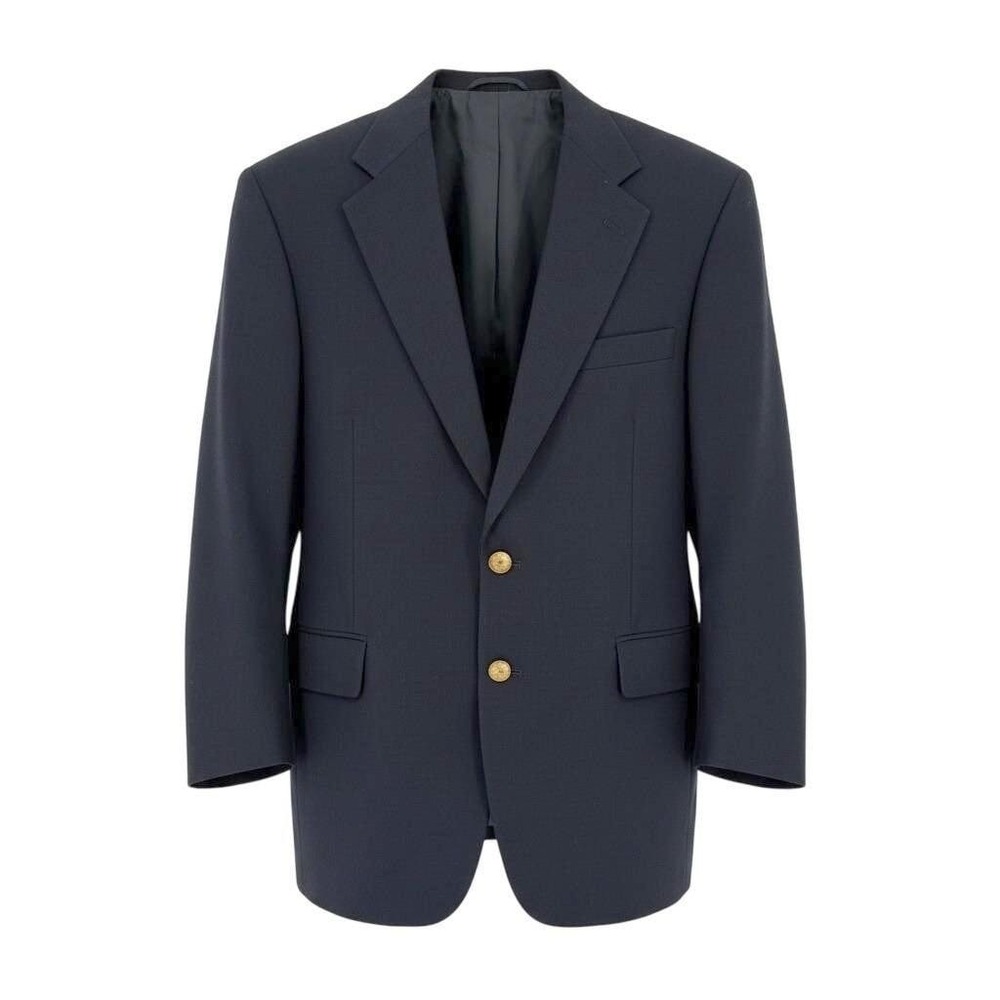 Vintage Evan-Picone Navy Blue Blazer 100% Pure Wool Gold Crest Button Rich's 48L